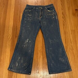 Denim Flared Jeans with Gold Splatter